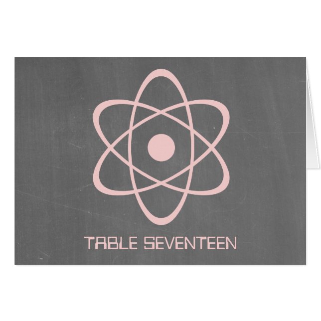 Pink Atomic Chalkboard Table Number Card (Front Horizontal)