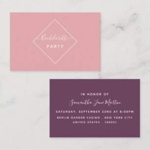 Pink & Aubergine Diamond Bachelorette Party Invite