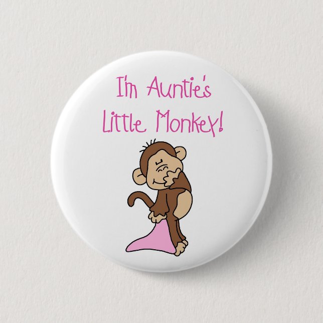 Pink Auntie's Monkey 6 Cm Round Badge (Front)