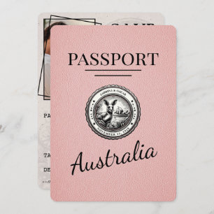 Pink Australia Passport Save The Date