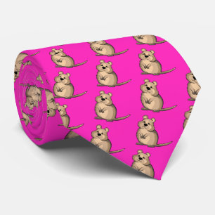 Pink Australian Quokka Funny Party Tie