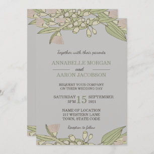 Pink Australian Wildflower Gumtree Wedding Invites