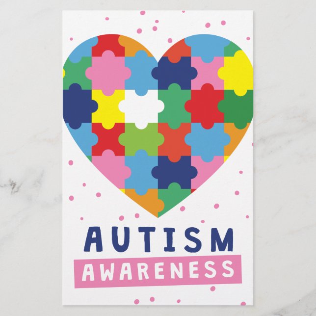 pink autism awareness stationery (Front)