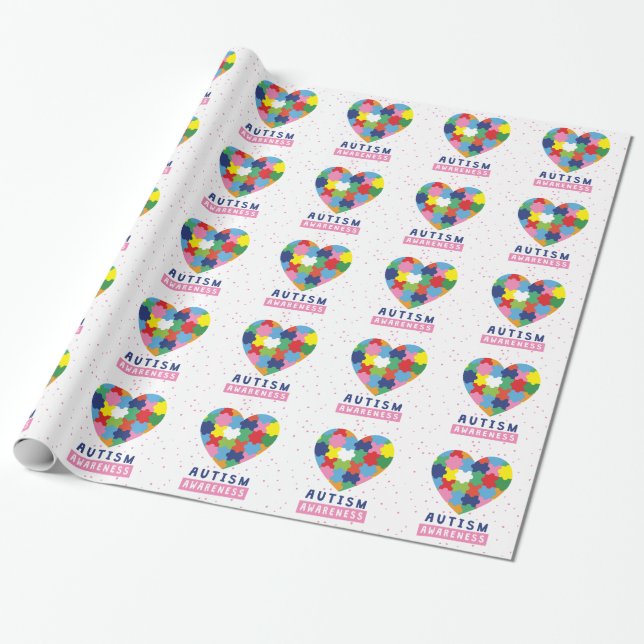 pink autism awareness wrapping paper (Unrolled)