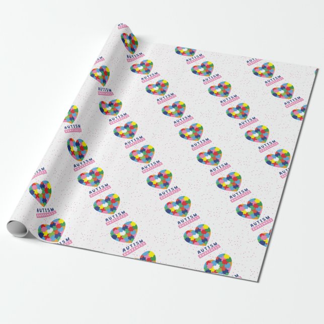 pink autism awareness wrapping paper (Unrolled)