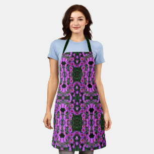 Pink Autumn Aster Flowers Abstract Art Pattern   Apron