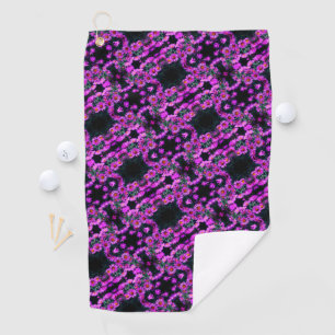 Pink Autumn Aster Flowers Abstract Art Pattern    Golf Towel