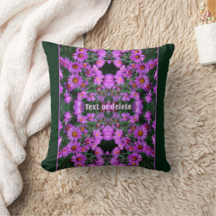 Pink Autumn Aster Flowers Abstract Personalised Cushion