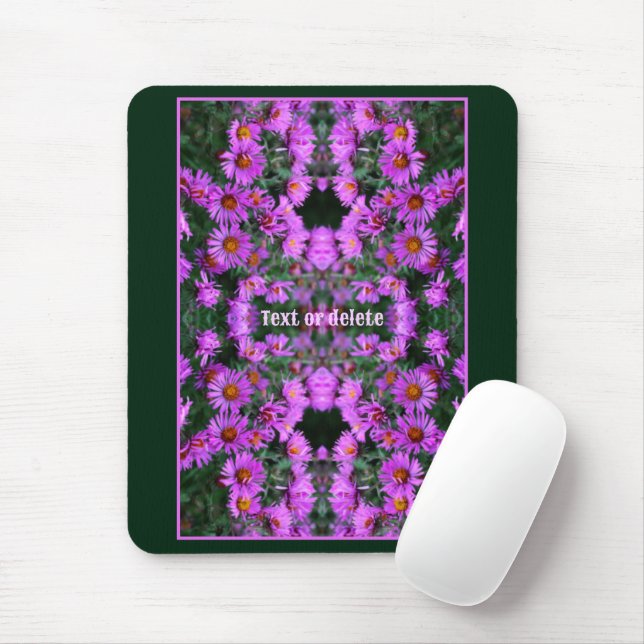 Pink Autumn Aster Flowers Abstract Personalised Mouse Pad (With Mouse)
