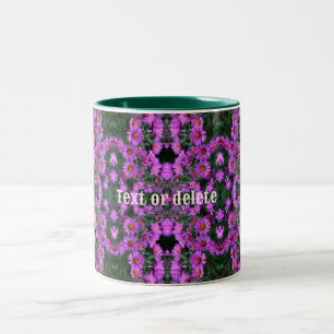 Pink Autumn Aster Flowers Personalised Two-Tone Coffee Mug