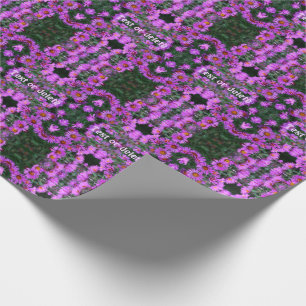 Pink Autumn Aster Flowers Personalised Wrapping Paper