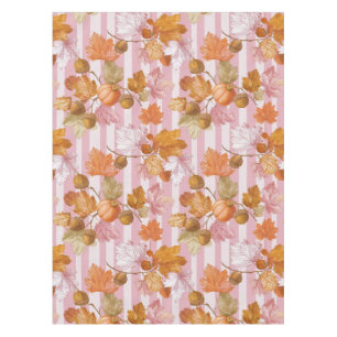 Pink Autumn Leaves and Acorns Pattern - Fall Tablecloth