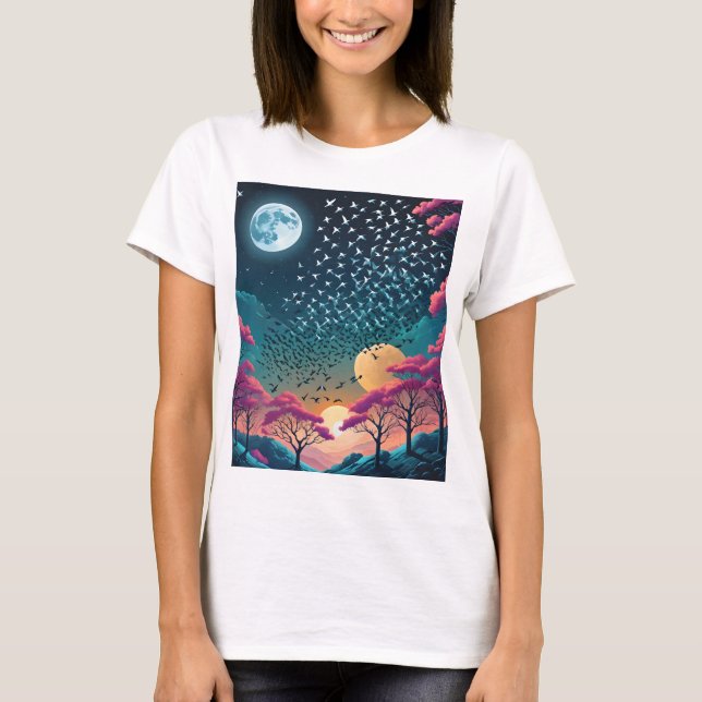 Pink Autumn Night  T-Shirt (Front)