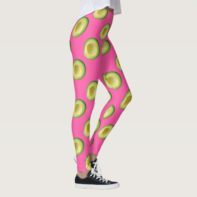 Pink Avocado Green Guacamole  Leggings (Right)