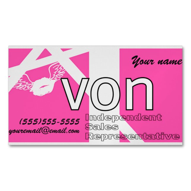 Pink Avon Personalised Magnetic Business Card (Front)