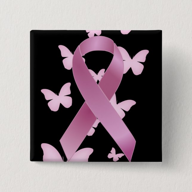 Pink Awareness Ribbon 15 Cm Square Badge (Front)