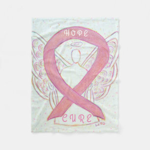 Pink Awareness Ribbon Angel Breast Cancer Blanket