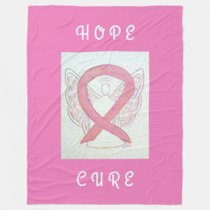 Pink Awareness Ribbon Angel Cancer Chemo Blanket