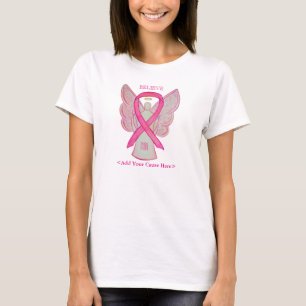 Pink Awareness Ribbon Angel Custom Cause Shirts