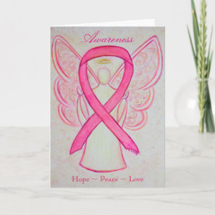 Pink Awareness Ribbon Angel Custom Greeting Card