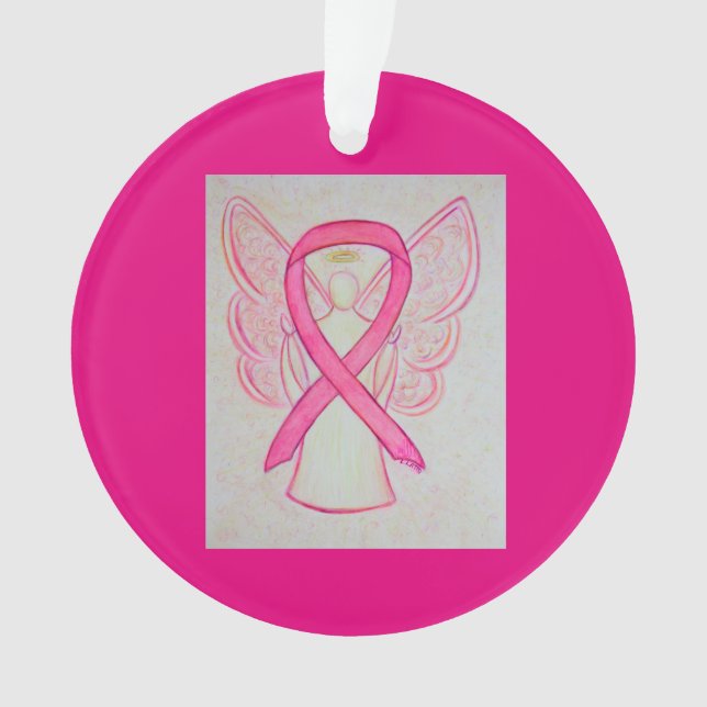 Pink Awareness Ribbon Angel Customised Ornaments (Front)