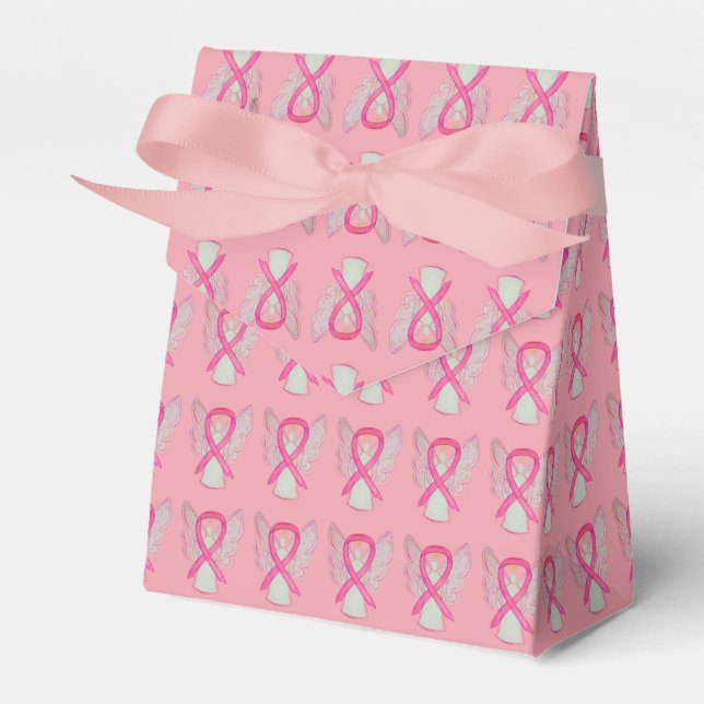 Pink Awareness Ribbon Angel Party Favour Boxes (Front Side)