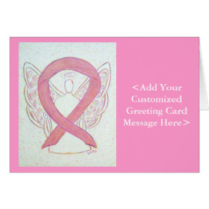 Pink Awareness Ribbon Angel Personalised Cards