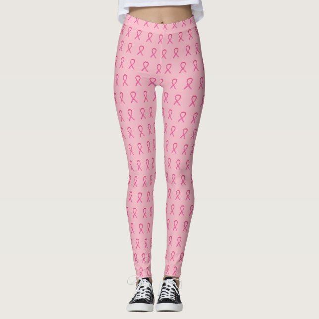 Pink Awareness Ribbon Art Breast Cancer Leggings (Front)
