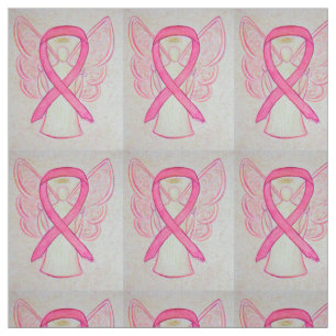 Pink Awareness Ribbon Breast Cancer Angel Fabric
