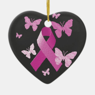 Pink Awareness Ribbon Ceramic Ornament