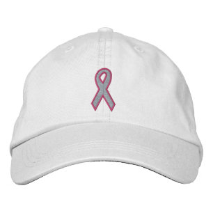 Pink Awareness Ribbon Embroidered Hat
