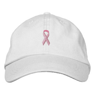 Pink Awareness Ribbon Embroidered Hat