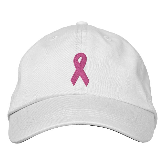 Pink Awareness Ribbon Embroidered Hat (Front)