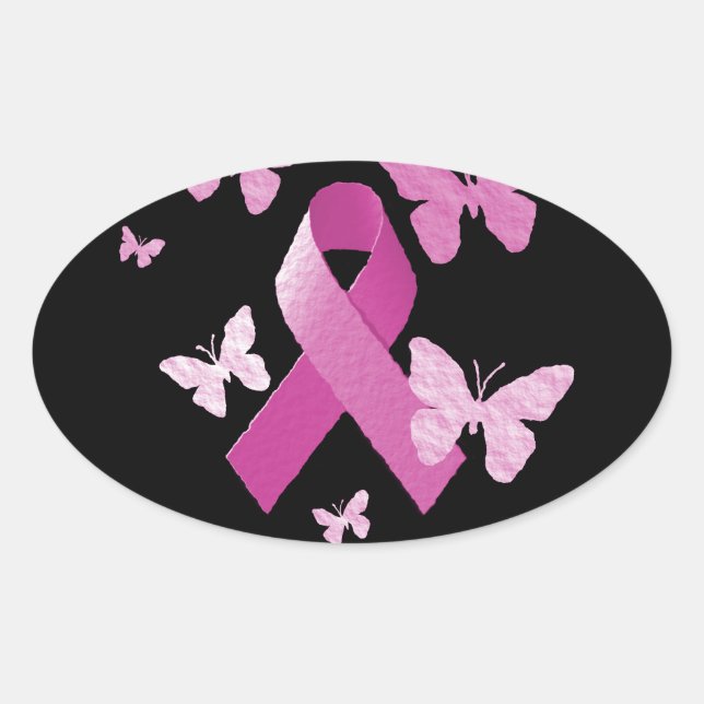 Pink Awareness Ribbon Oval Sticker (Front)