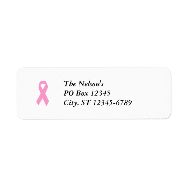 Pink Awareness Ribbon Return Address Label (Front)