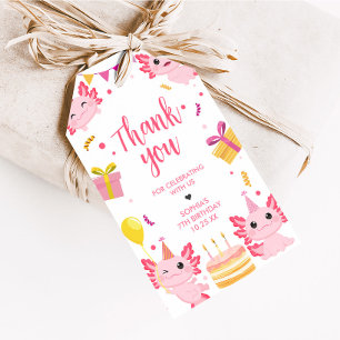 Pink Axolotl Alotl Birthday Party Favour Tags