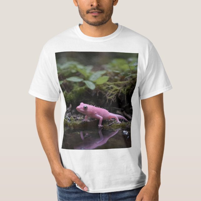 Pink Axolotl Down At The River, T-Shirt (Front)