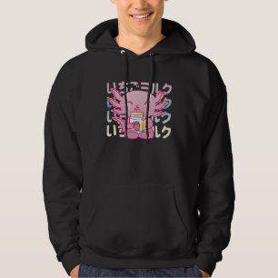 Pink Axolotl Drinking Strawberry Milk Hoodie