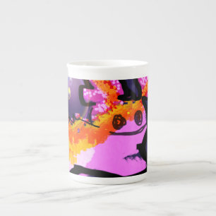 Pink axolotl fun wave bone china mug