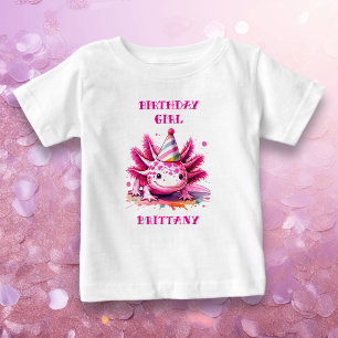 Pink Axolotl Girl's Birthday Girl Personalised Baby T-Shirt