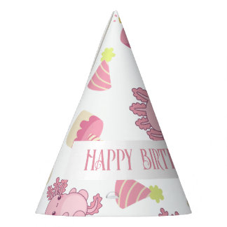 Pink Axolotl Kids Let's Have Alotl Fun Birthday Party Hat