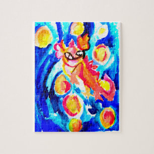 Pink axolotl Watercolor summer  Jigsaw Puzzle