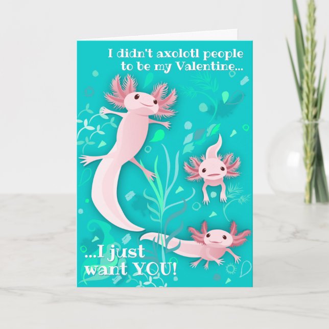 Pink Axolotls Custom Valentine's Day Card (Front)
