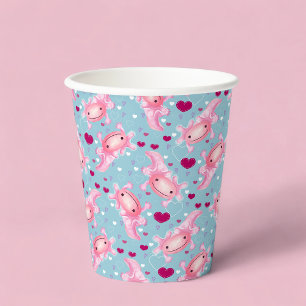 Pink Axolotls Paper Cups