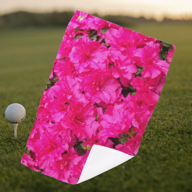 Pink Azalea Blooms Floral Golf Towel (In Situ Golf)