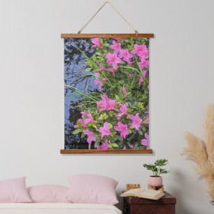Pink Azalea Blooms Floral Hanging Tapestry