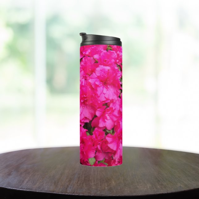 Pink Azalea Blooms Floral Thermal Tumbler (In Situ)