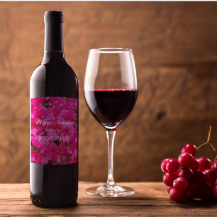 Pink Azalea Blooms Photo Personalised Wine Label