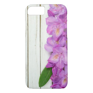 pink azalea border on wood iPhone 8/7 case