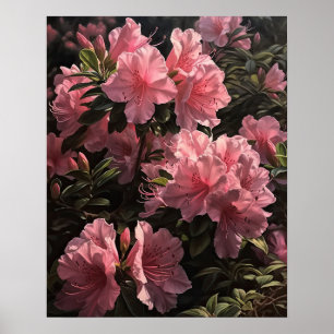 Pink Azalea Flowers Art Print Poster